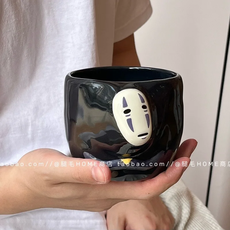 الرسوم المتحركة مع كوب كاوناشي السيراميك 400 مل كوب قهوة محمول ذو سعة كبيرة زهور ديكور الحلي الهدايا.