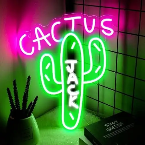 

Неоновая вывеска Cactus Jack, светодиодный светильник с регулировкой яркости через USB, для гаража, бара, игровой комнаты, спальни, декор, персонализированный подарок, ночник