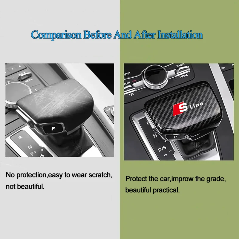 ألياف الكربون سيارة رافعة تحول غطاء ملصق اكسسوارات الديكور لأودي سلاين A3 A4 A5 A6 A7 A8 Q3 Q5 Q7 A8L S6 S7 S3 Q2L Q5L #3