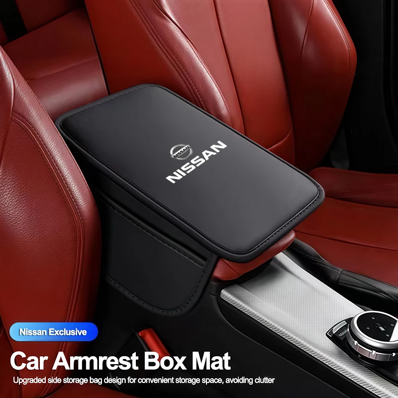 Apoio de braço do carro caixa almofada couro auto braço esteira acessórios do carro para nissan sylphy n7 teana qashqai nota j10 j11 navara juke gtr y62