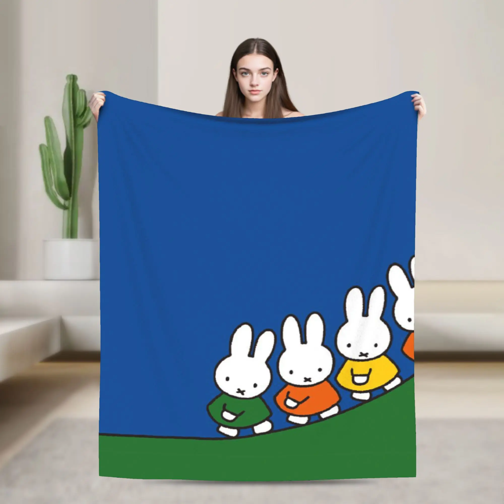 

Super Soft M-Miffys Cute Rabbit Throw Blanket Premium Fleece Flannel Lightweight Bed Blanket Super Cozy Blankets All Season Use