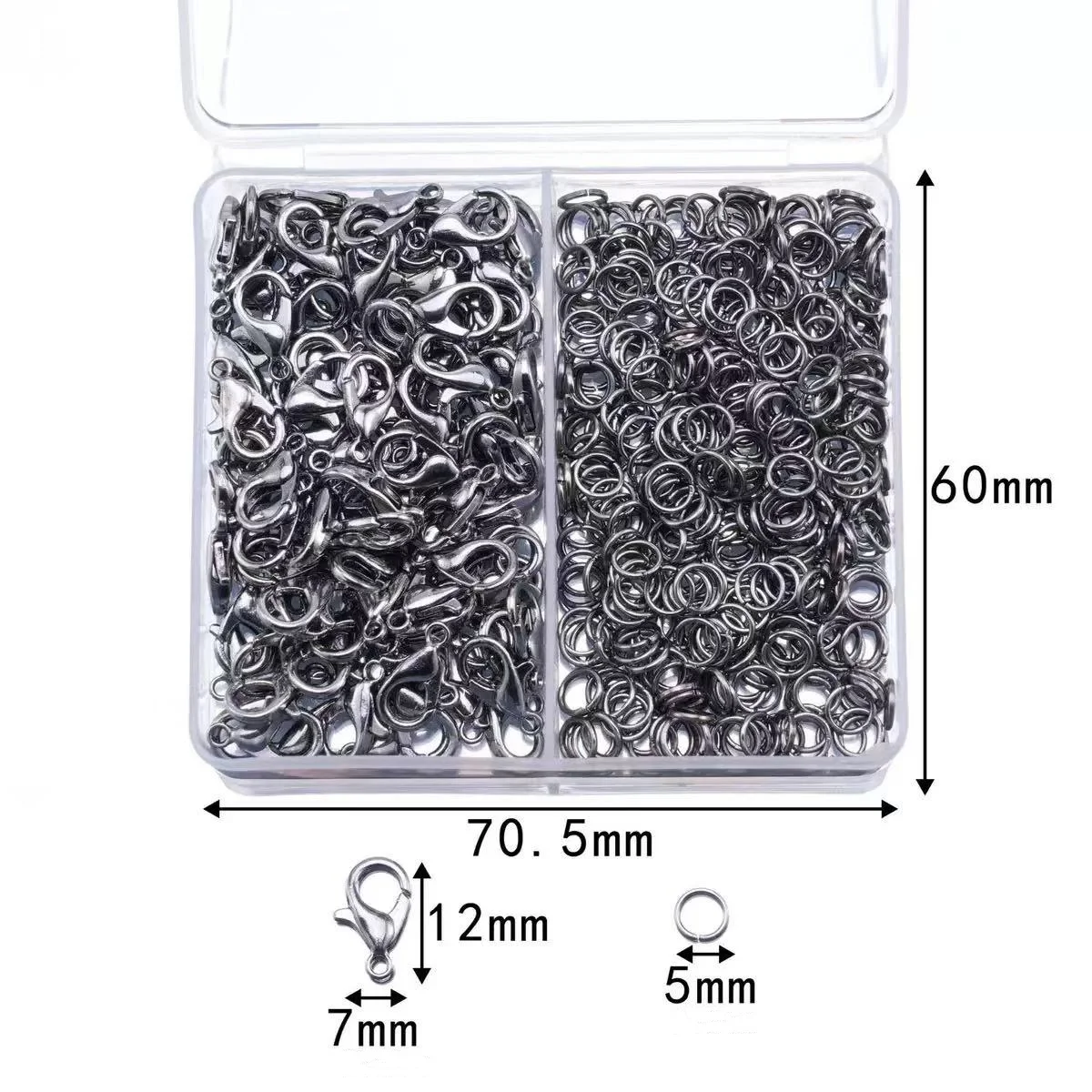 300 قطعة/صندوق فضي اللون جراد البحر المشابك و خواتم مفتوحة أساور القلائد موصل DIY بها بنفسك صنع المجوهرات اكسسوارات لوازم عدة #5