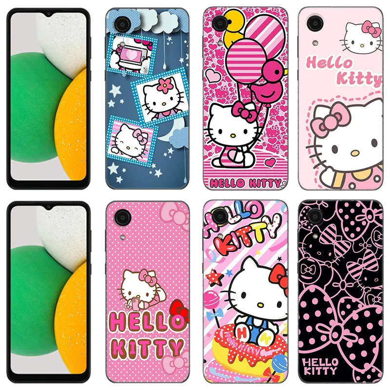 Sanrio Hello Kitty Phone Case For Samsung Galaxy A01 A03 Core A04 E A02 A05 A10 A20 A21 A30 A50 S A6 A8 Plus A7 2018 Black Cover