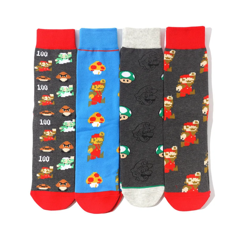 Super Mario Bros Socks Anime Figure Mid-tube socks Cartoon Casual Sports Socks Combed Cotton Unisex Adult Socks Birthday Gifts