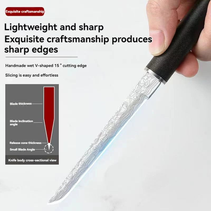 M390 Fruit Knife, God Pen Straight Knife, Sharp High Hardness Portable Damascus Steel Pattern Knife