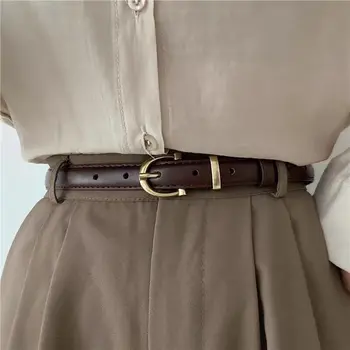 Cinture Jean coreane per donna Cintura dal design di lusso Cintura semplice retrò ovale con fibbia in oro nero Cinture in pelle PU da donna Tendenza femminile