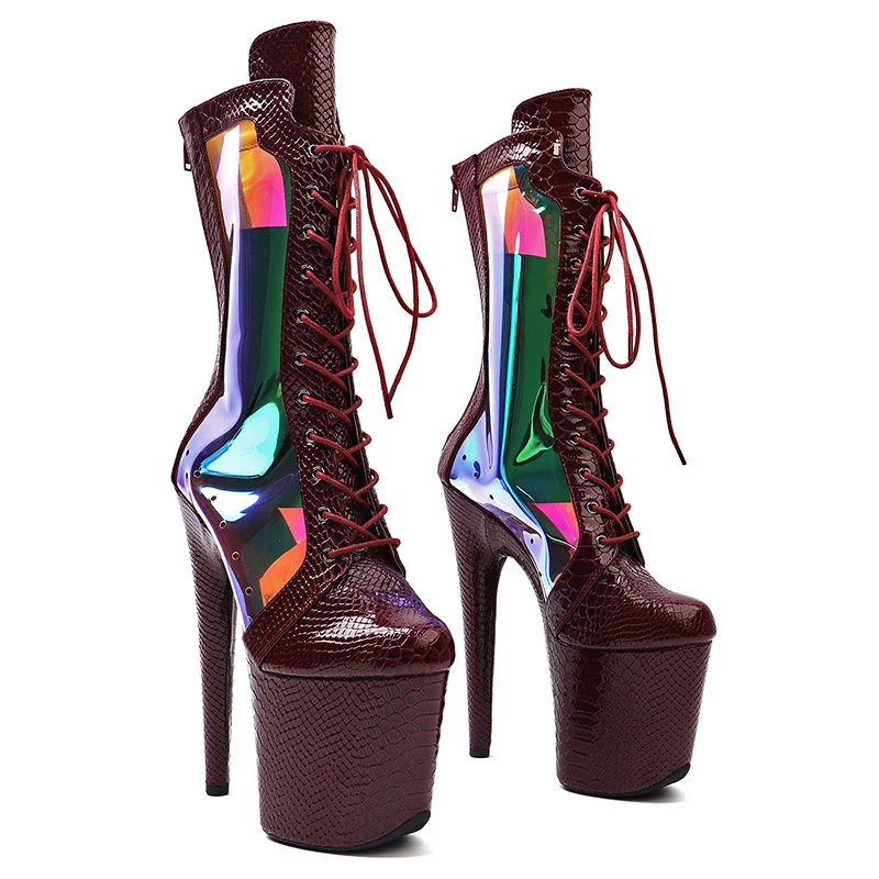 Leecabe  20CM/8inches snake print with TPU Upper Fashion trend High Heel stripper heel platform Pole Dance boot
