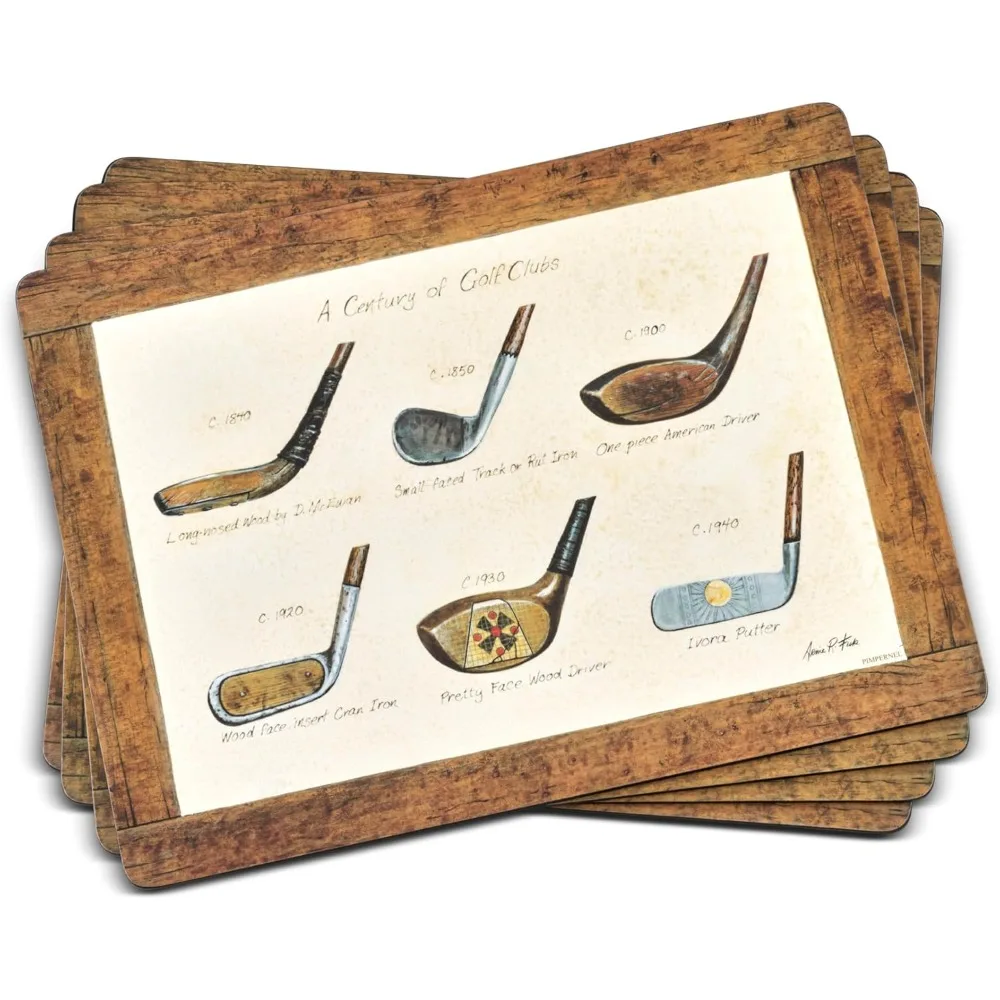 

Набор салфеток для истории гольфа из 4 предметов — 15,7 x 11,7, пробковая подкладка, тематика для гольфа, идеально подходит для любителей гольфа, простота в использовании