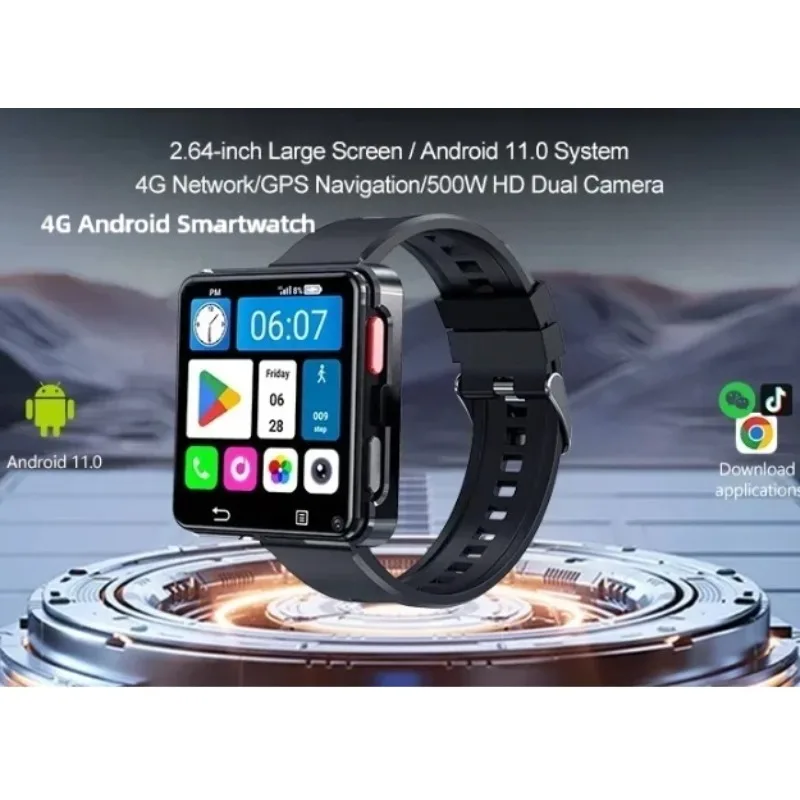 

2,64-дюймовый большой экран MTK6739, камера 500 Вт, аккумулятор 1200 мАч, съемные умные часы Android 11,0, 4G, новые умные часы S998
