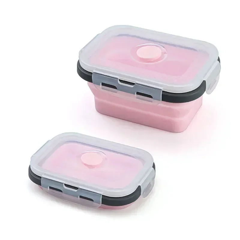 

Silicone Rectangle Lunch Box Collapsible Bento Box Folding Food Container Bowl 300/500/800ml for Camping Hiking Cooking