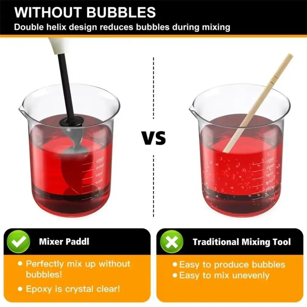 4PCS Hex Shank Epoxy Resin Mixer Helix Design Drill Attachment Paint Stirrer Power Tool Accessories Wear-resistant