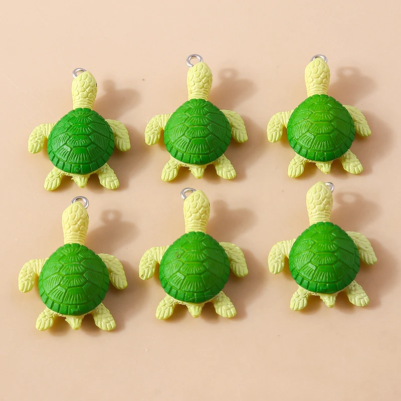 

20pcs 22x32mm Cartoon Animal Charms Resin Turtle Charms Pendants for Jewelry Making Necklaces Earrings Bracelets DIY Accessories