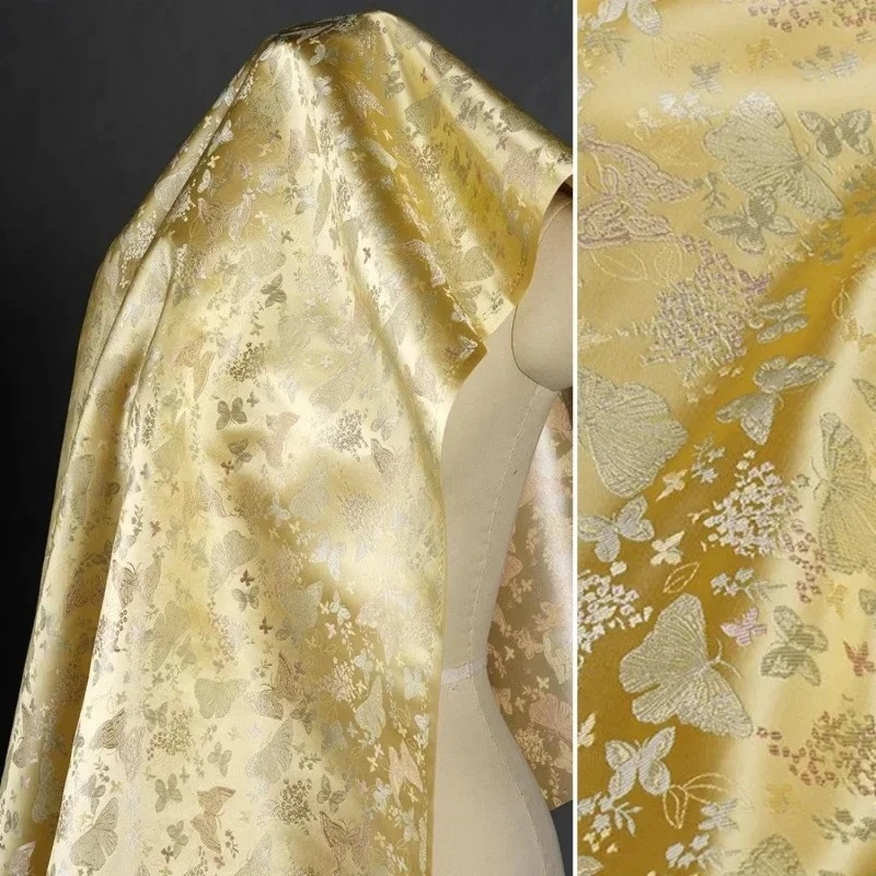 Brocade Jacquard Fabric Cloth DIY Sewing Designer Material By The Yard for Coats Vests Silky Gloss Satin Garments Fabrics