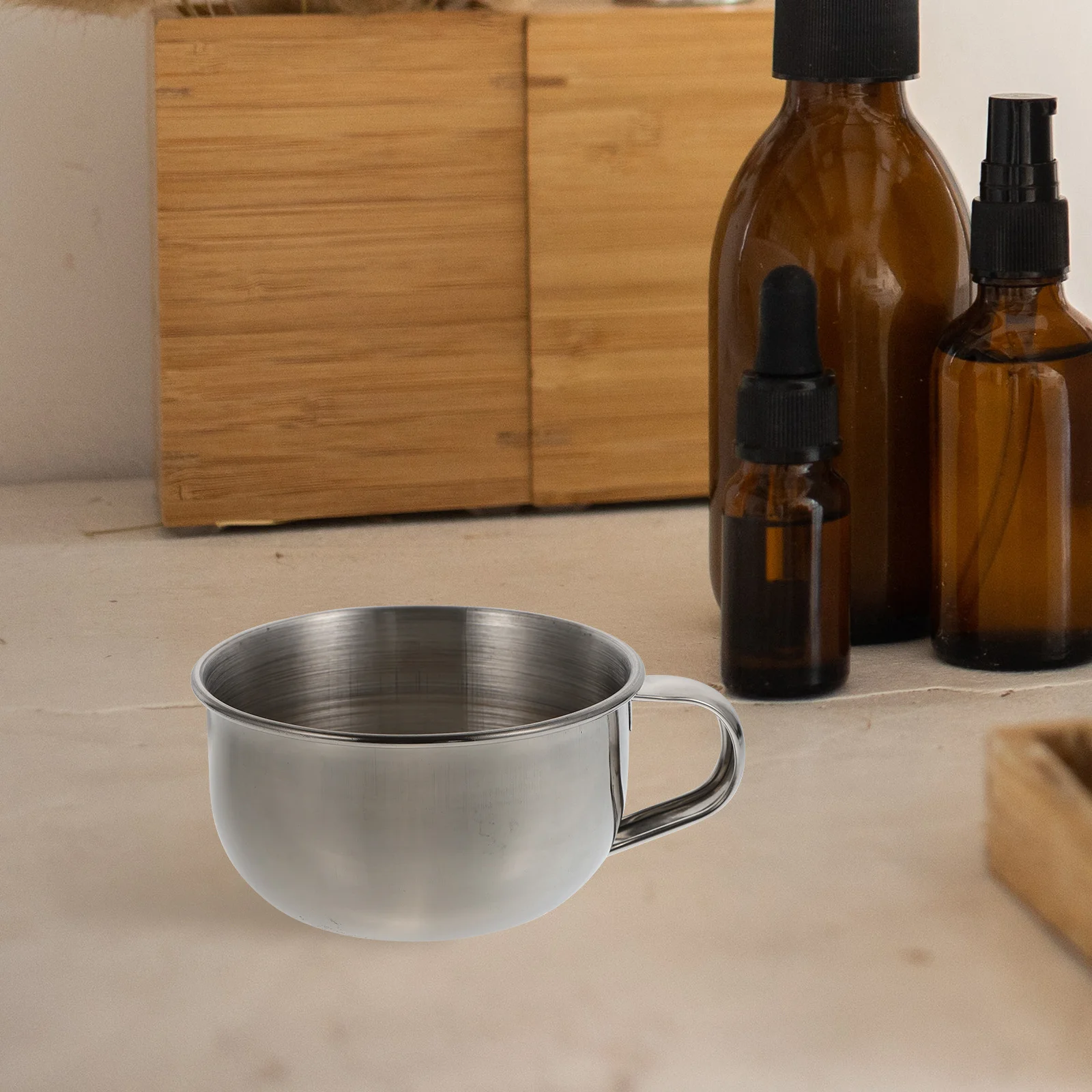 1 قطعة وعاء حلاقة من الفولاذ المقاوم للصدأ فضي متين مقاوم للصدأ وعاء فقاعات الصابون للرجال مقبض تصميم حاوية فقاعات