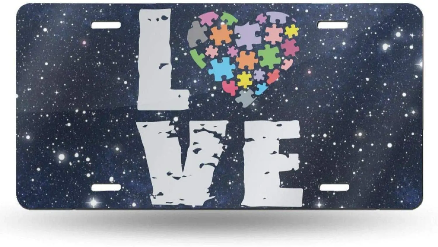 Love Puzzles Autism Awareness Car Tag Decorative Front Plate  Aluminum Metal,Novelty License Plate Car Vehicle License