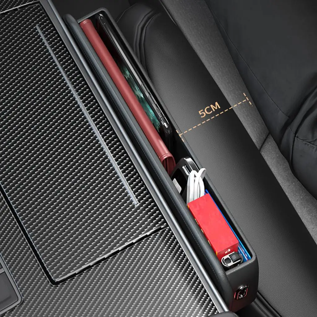 Car Side Seat Gap Filler Armrest PU Leather Organizer Gap Catcher for Small Items Keys Cellphone Interior Accessories