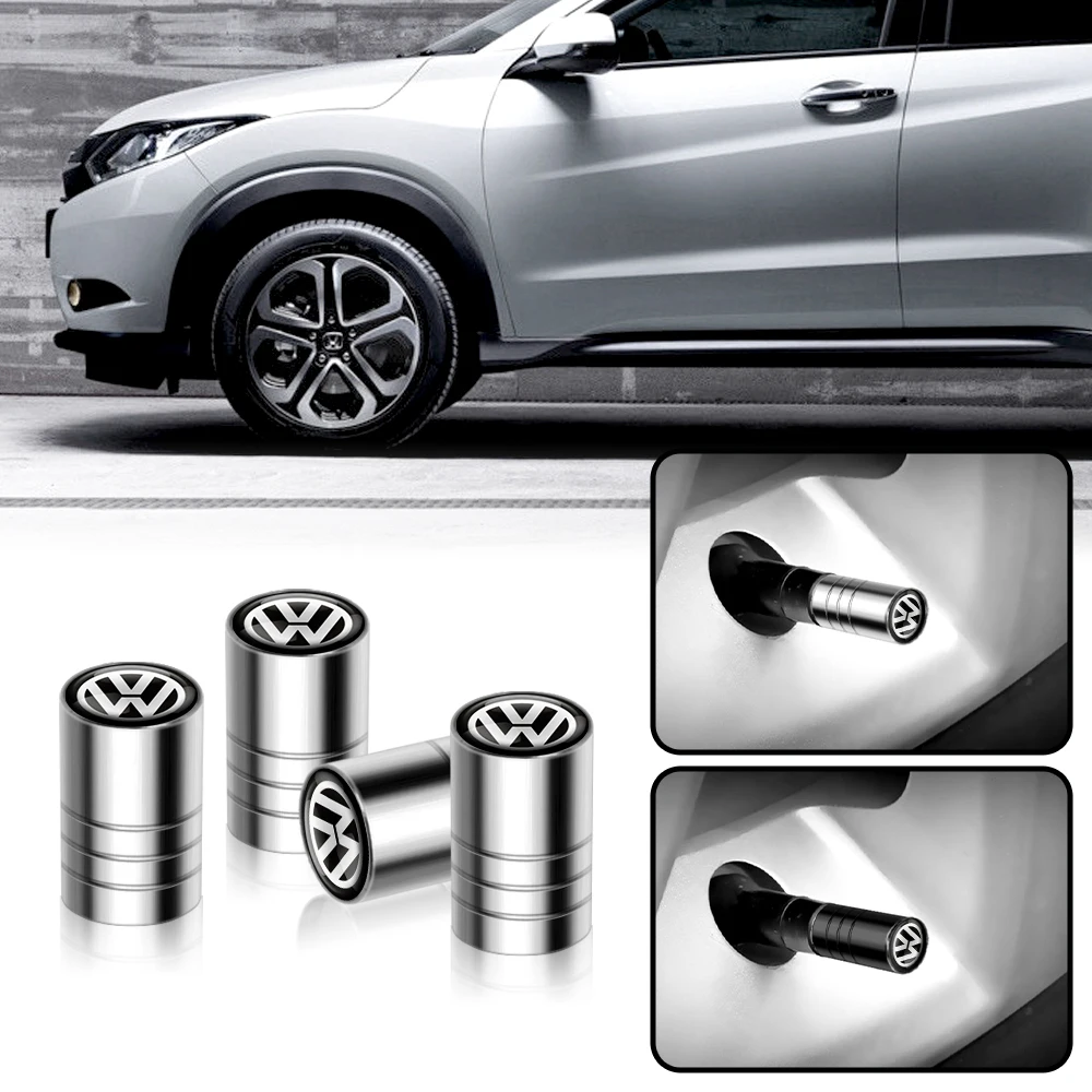 4PCS Metal Emblem Auto Wheel Tire Valve Stem Caps Cover DustProof Anti-Theft Car Styling Accessories For Volkswagen VW Golf GTI