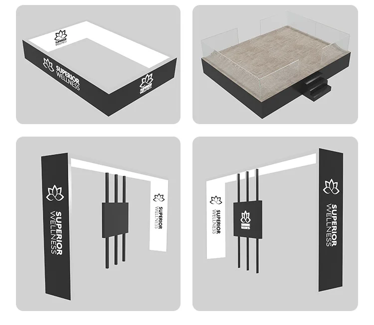 China Factory 10 x 8 m große, luxuriöse LED-Hintergrundbeleuchtung, Ausstellungsdisplay, Messe-Stand