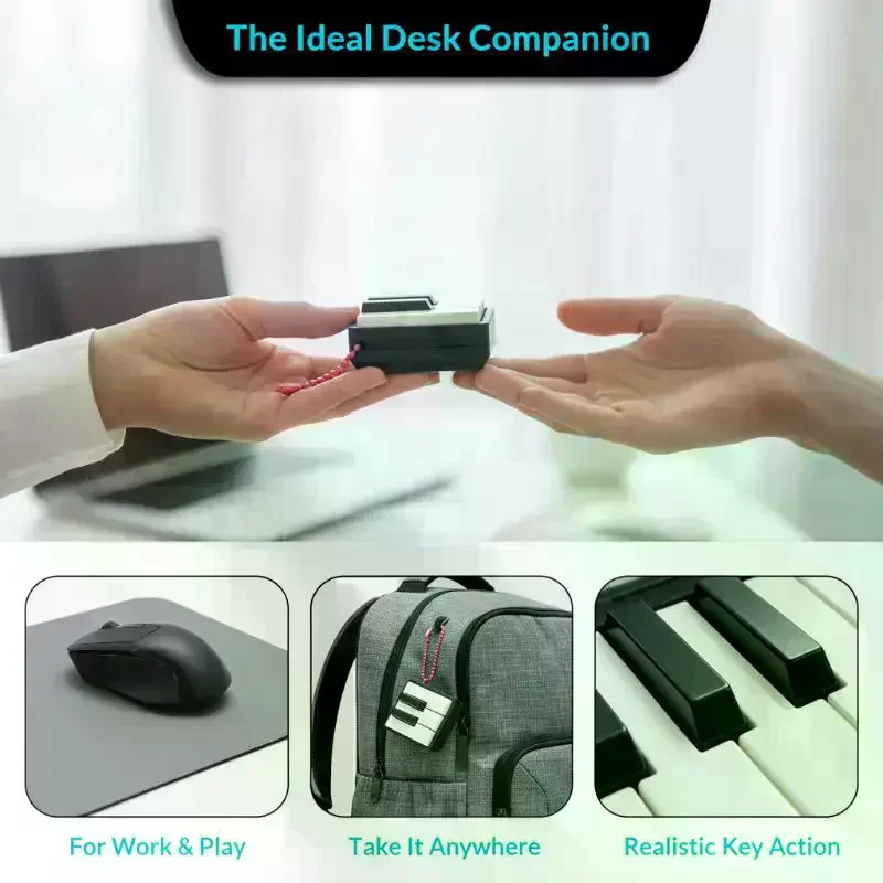 Fun Creative Mini Piano Key Fidget Toy 3D Printed Tactile Click Design Relax Fidget Stress Relief Pendant For Office Daily Carry