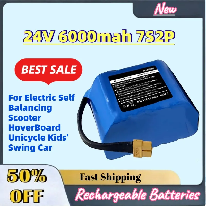 

In Stock 24V 6000mah 7S2P Li-Ion Rechargeable Battery for Electric Self Balancing Scooter HoverBoard Unicycle Kids' Swing Car