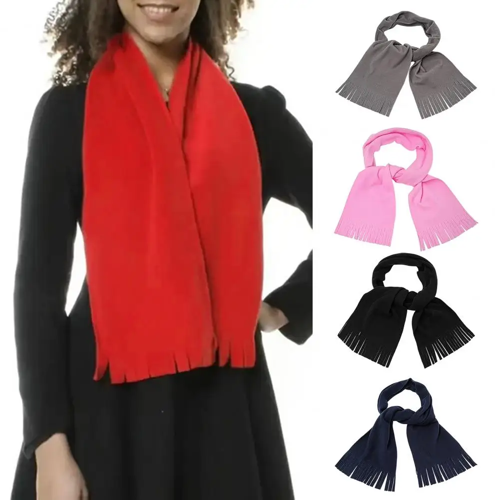 

Женский шарф, однотонный универсальный большой длинный платок с отделкой кисточкой, зимний незаменимый шарф, модные аксессуары