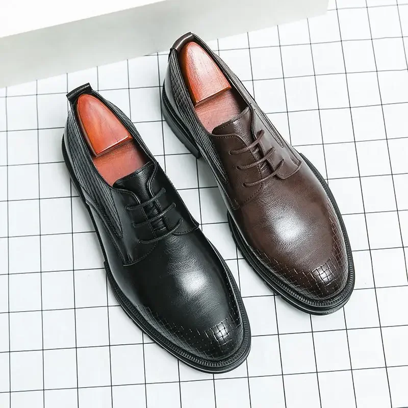 Italienische Art klassische Derby Schuhe Herren hand gefertigte echte Leder Schnürung einfarbige Schleier Büro Hochzeits kleid Schuhe