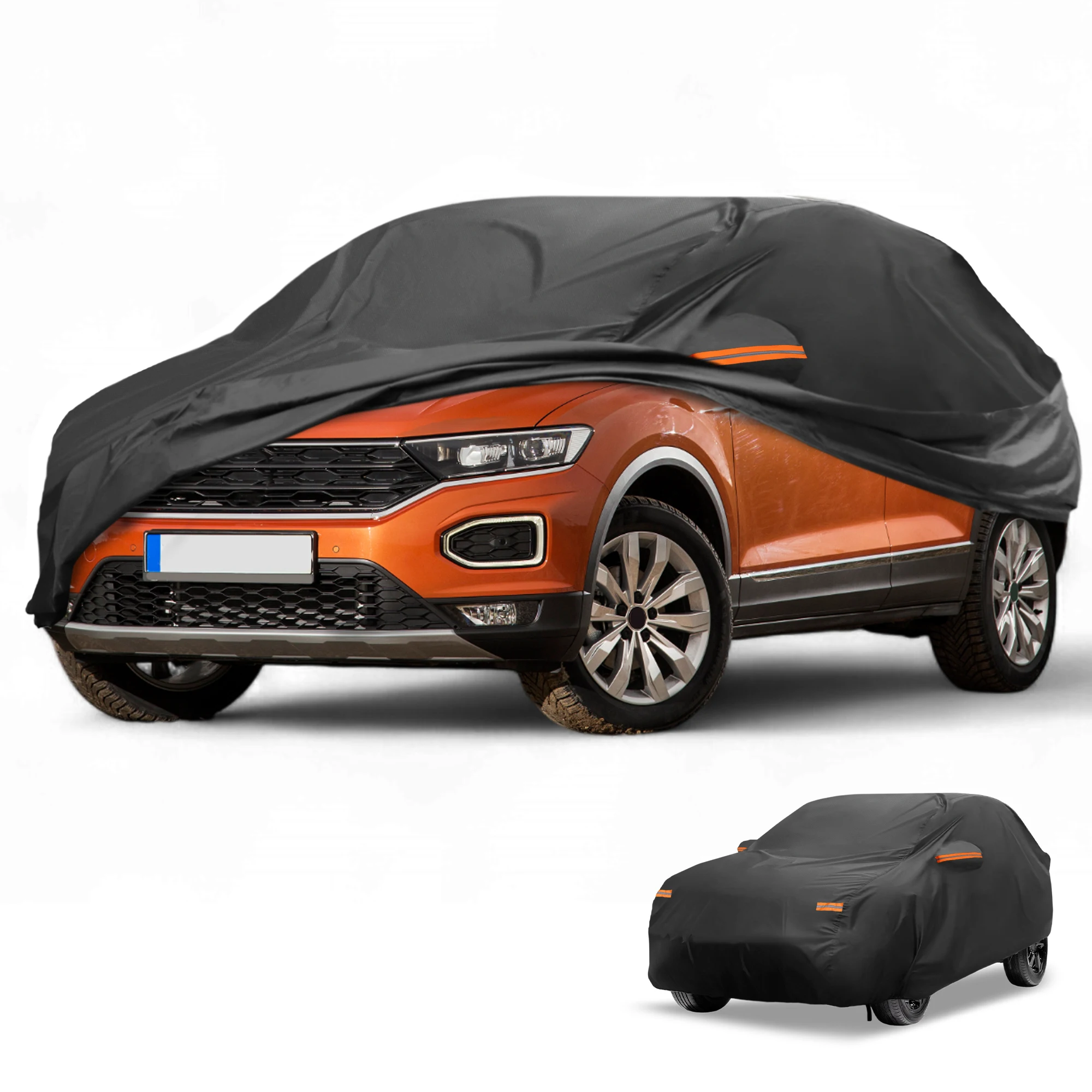 

Автомобильный чехол Motoforti, водонепроницаемый, всепогодный для Volkswagen T-Roc, черный 210D-PU с молниями