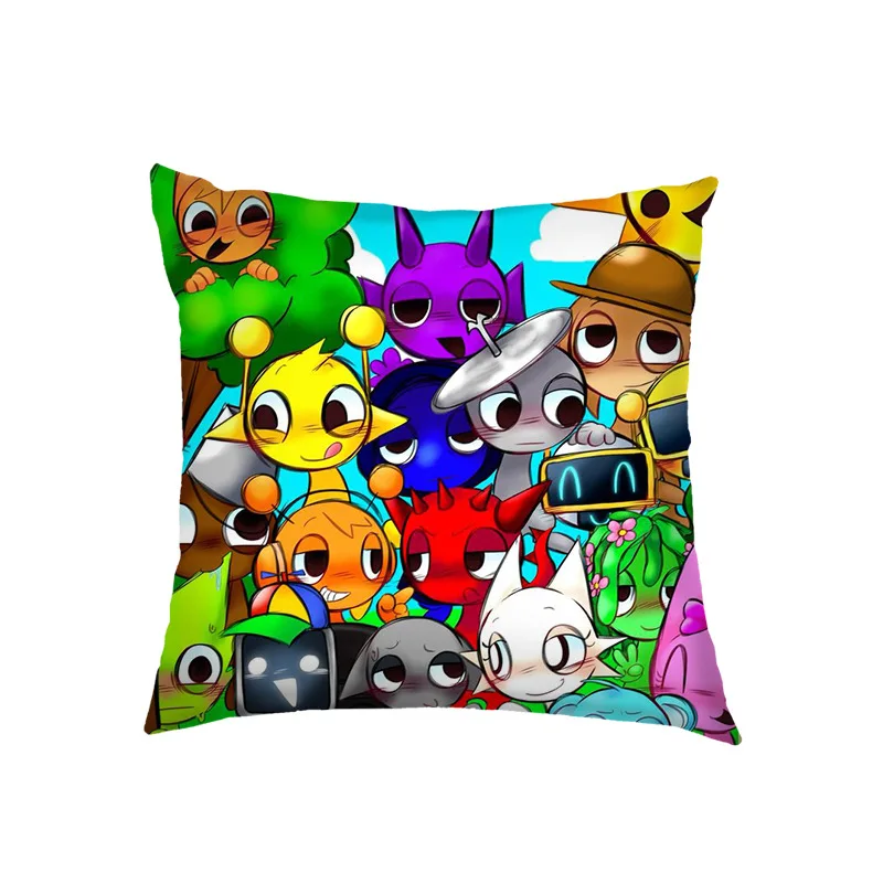 Sprunki Plush Cushion Cover Pillowcase Decoration Kawaii Cartoon Figure Pillowslip Covers Car Bed Room Sofa Home Decor Kids Gift