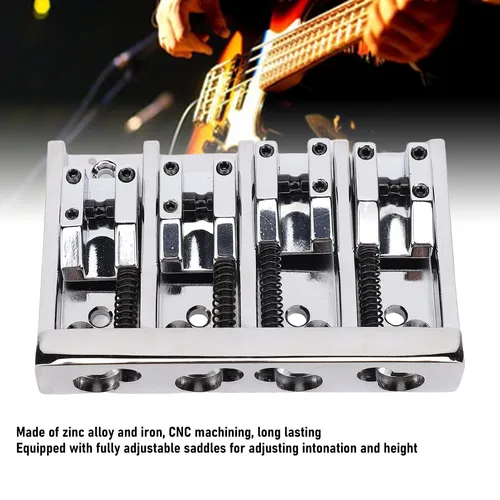 Imagen 2 del producto Puente de bajo eléctrico de 4 cuerdas, piezas de repuesto para bajo con doble sillín, pieza trasera para bajo eléctrico de Jazz