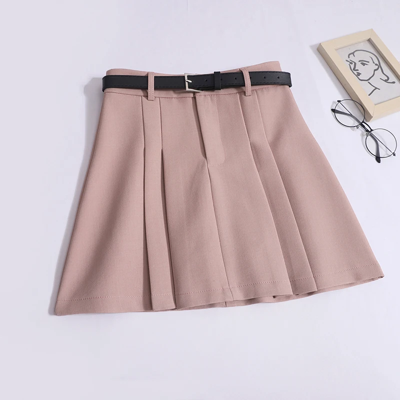 Nomikuma Sweet Cool Spicy Girl Pleated Short Skirt for Women's Fashion Versatile Spliced A-line Half Skirt with Belt