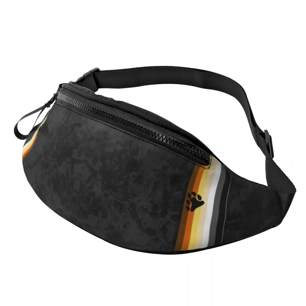 Custom Distressed Gay Bear Pride Flag Stripe Fanny Pack for Cycling Camping Men Women Crossbody LGBT Waist Bag Phone Money Pouch