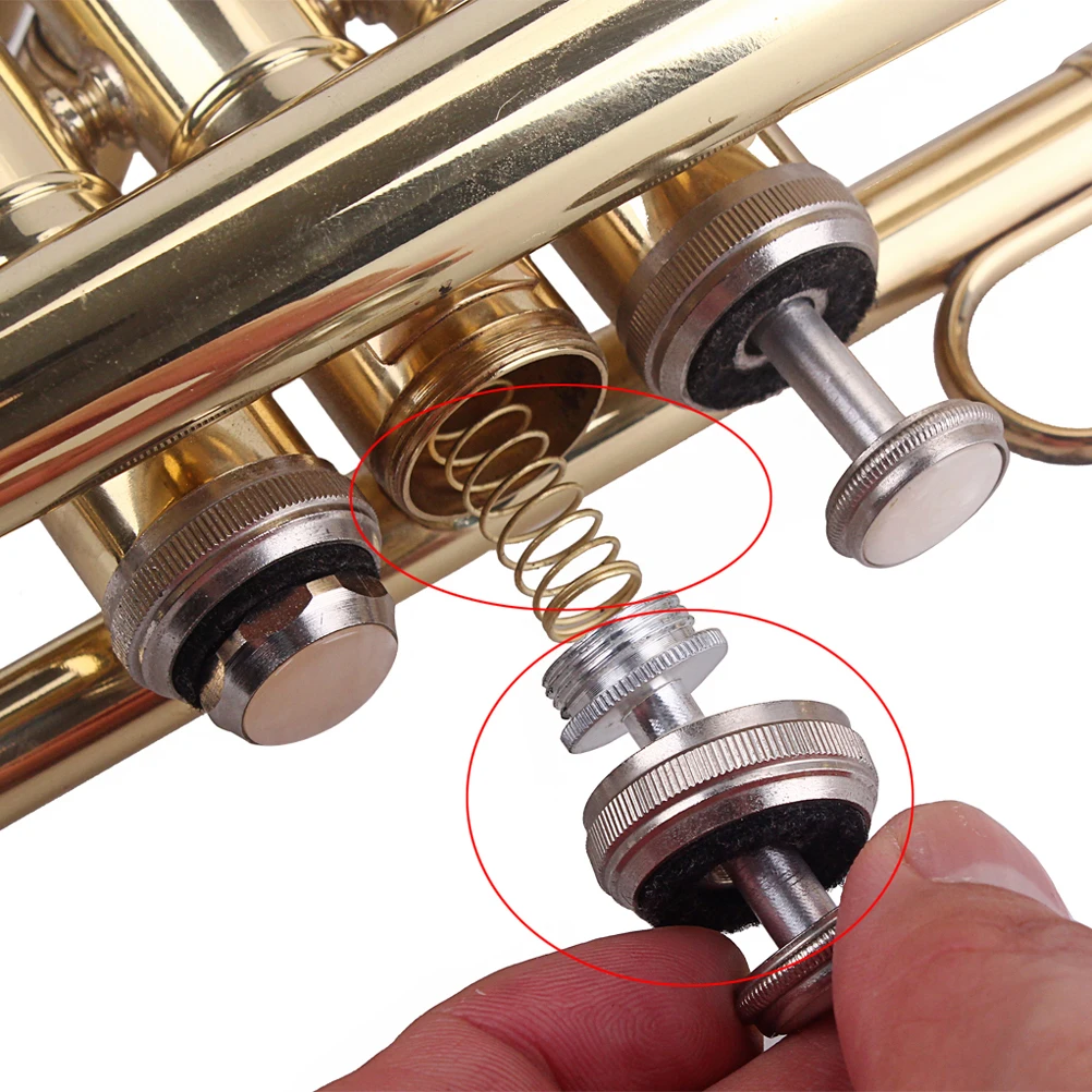 

6pcs Trumpet Repair Parts Finger Button Spring Cb101 Silver Lightweight Replacement Accuracy Improvement Cap Accessories Brass