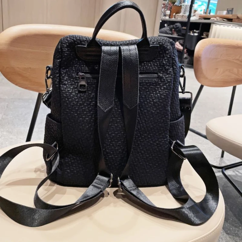 Sac à dos en cuir véritable de grande capacité pour filles, sacs d\'école mignons, sac à dos de voyage féminin, nouvelle tendance, initié Ita