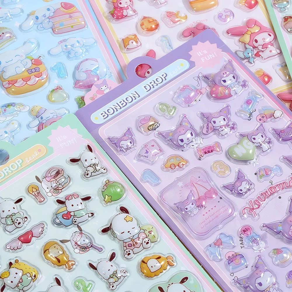 

1pcs Cute Sanrio 3D Embossed Three-dimensional Bubble Stickers DIY Laptop Scrapbook Phone Cartoon Kuromi Cinnamoroll Decals Toys