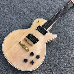 Ebony Fingerboard Matte Natural Finished Electric Guitar with Gold Hardware,Free Shipping