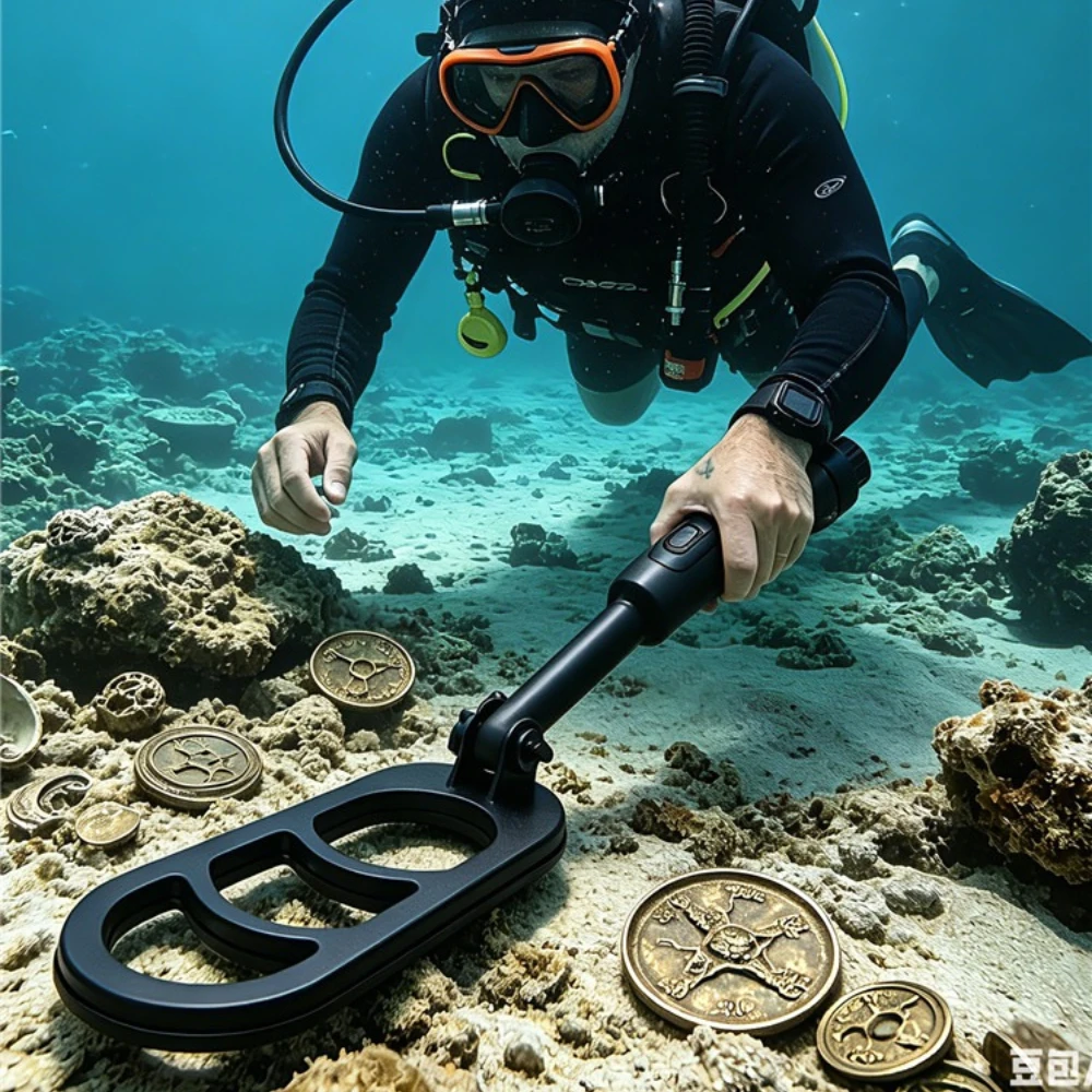 Scuba Metal Detector Folding Waterproof with 9V USB Rechargeable Battery
