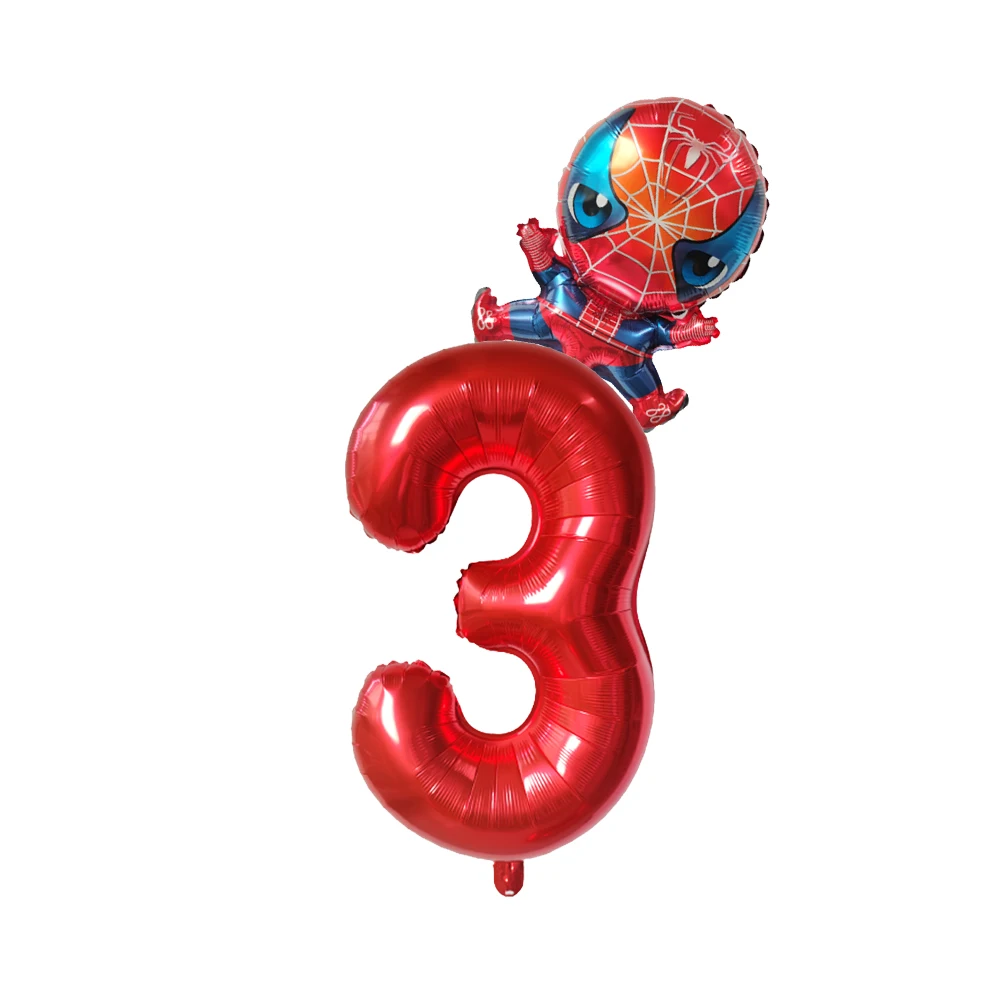 Mini ballons à chiffres de 32 pouces, 2 pièces, les Avengers, Spiderman, Hulk, 1, 2, 3, 4, 5, 6, 7, 8, super héros, décor de fête d\'anniversaire,