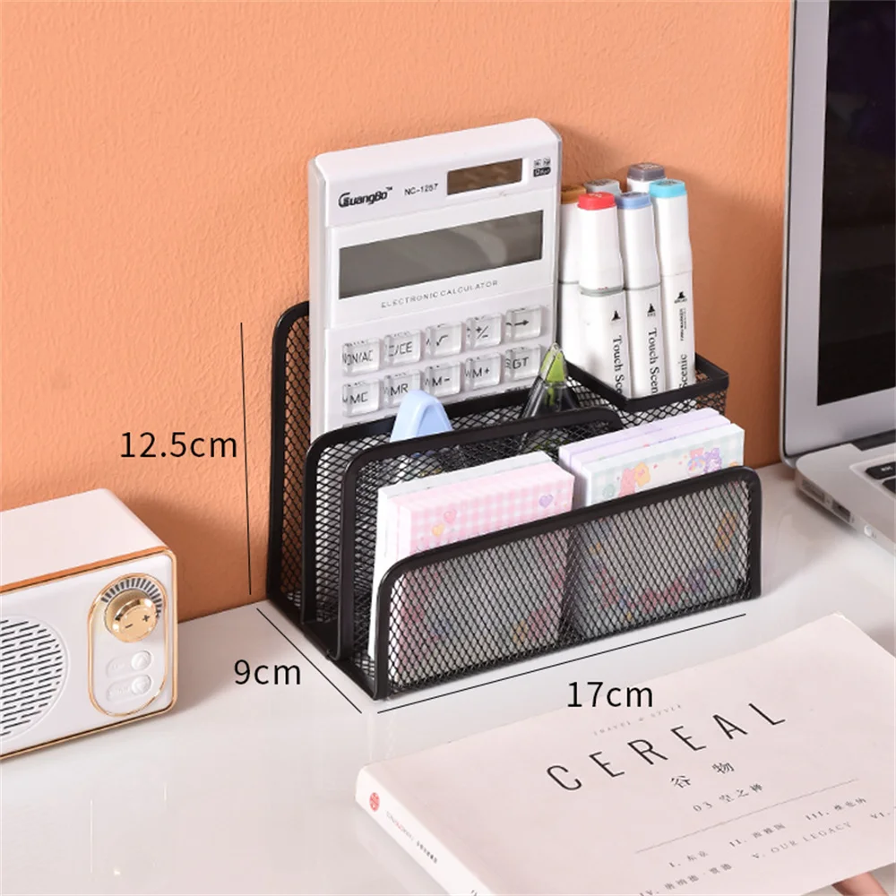 Mesh Desk Organizer Metal Desktop Office Supplies Multi-Functional Pen Holder Stationery with Compartment Drawer for Office Home