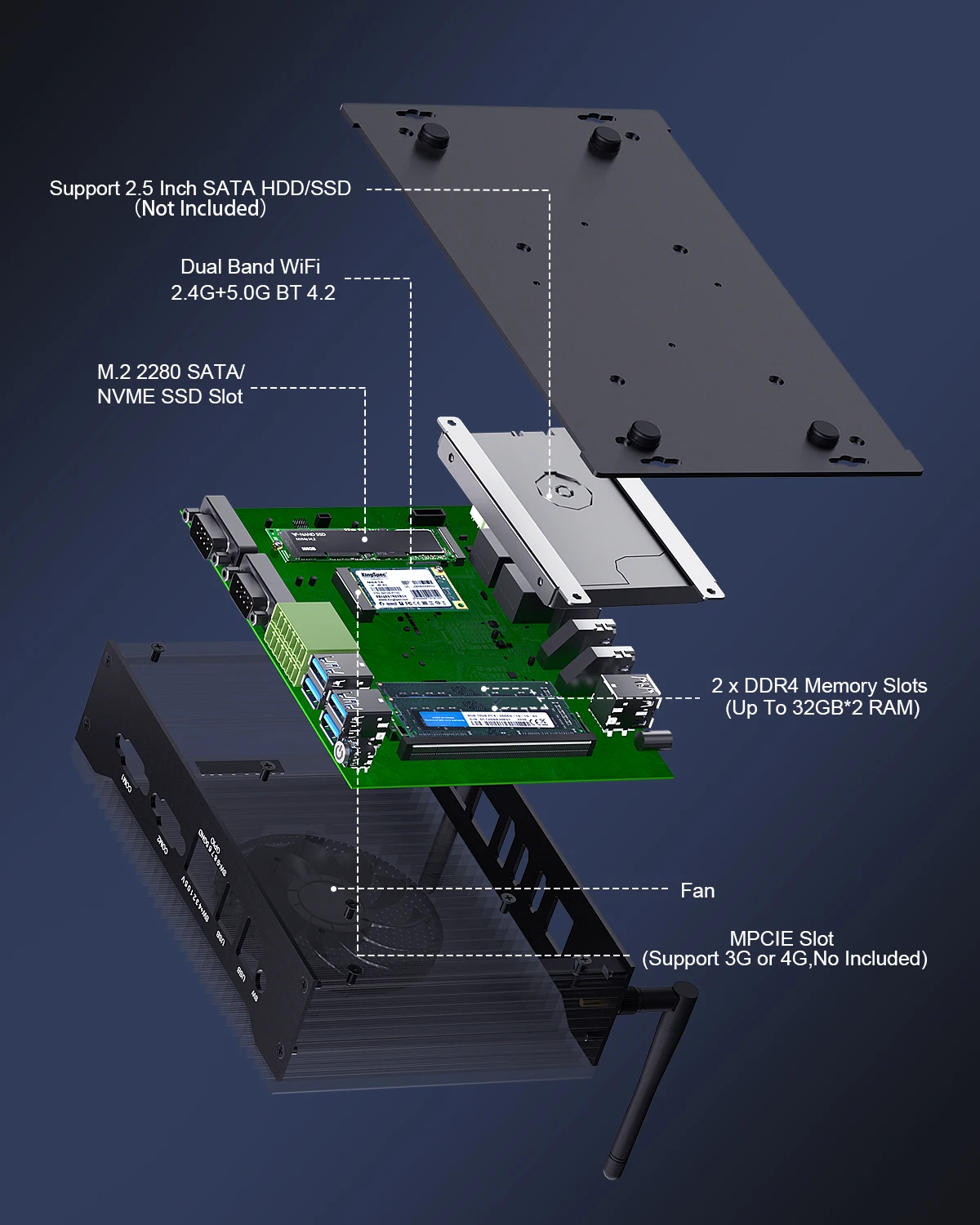 HYSTOU-Mini PC industriel, refroidissement extrême, boîtier compact, Windows 11, processeur Intel Core i5 8260U, livraison gratuite