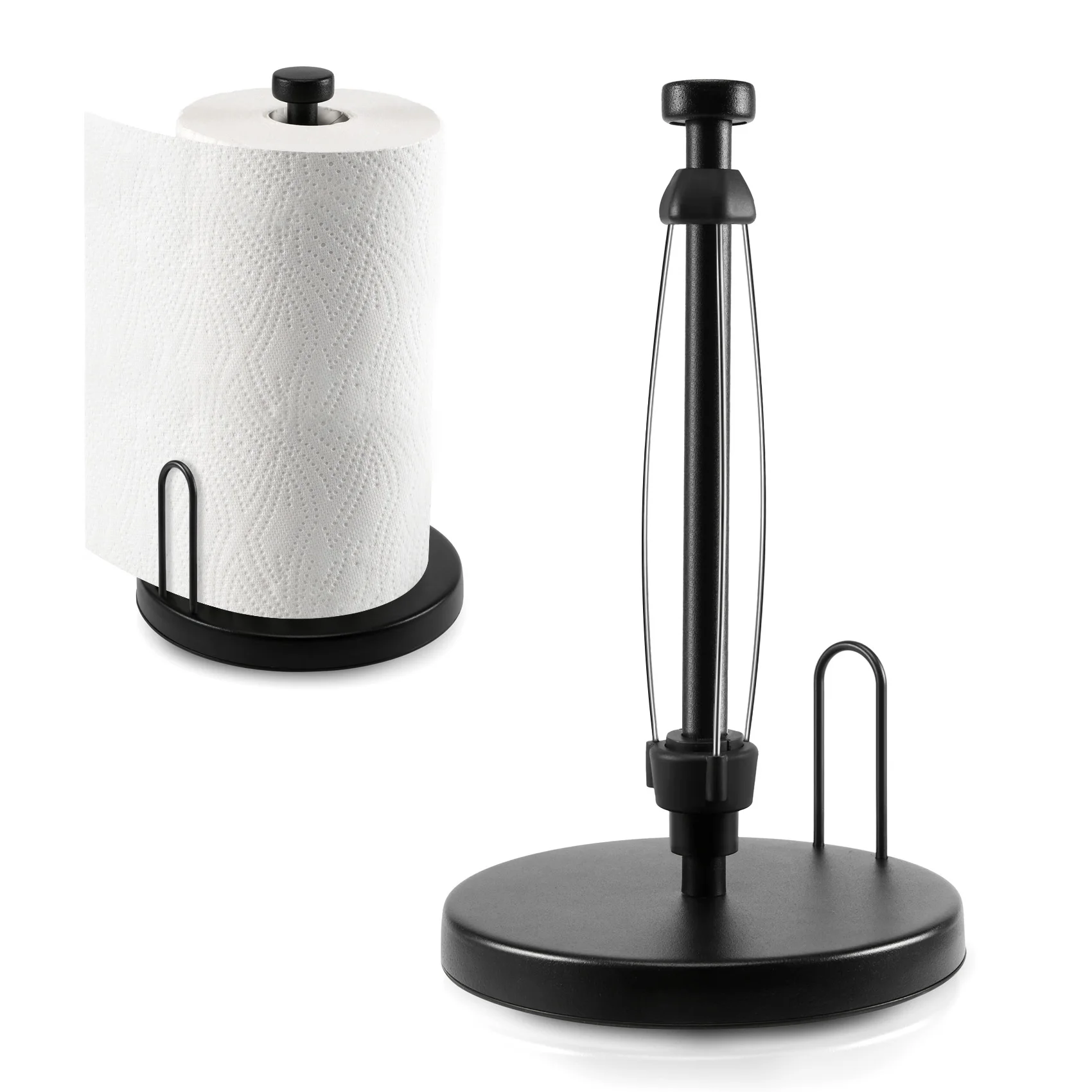 Exquisite-Paper Towel Holder Countertop, Paper Towel Stand With Ratchet System For Kitchen Bathroom Black