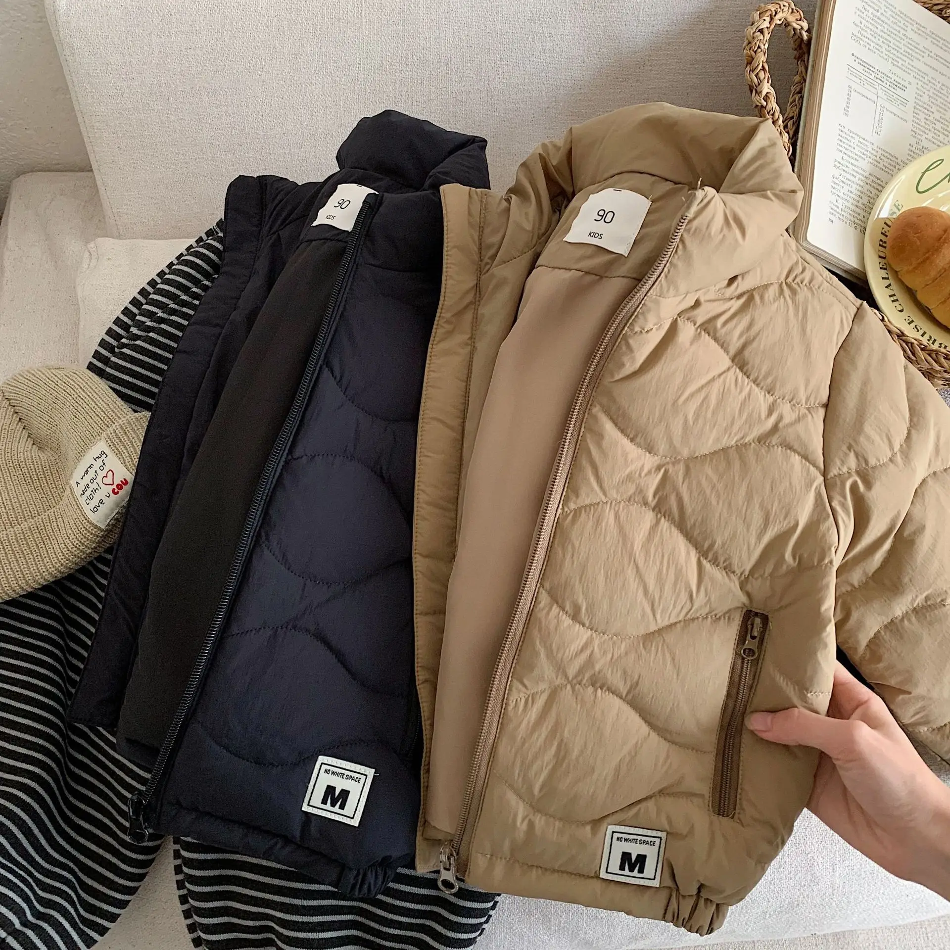 

Kids Clothes Down Jackets Winter New Style Korean-style Zipper Loose Breathable and Warm Down Jackets Baby Daily Outwear