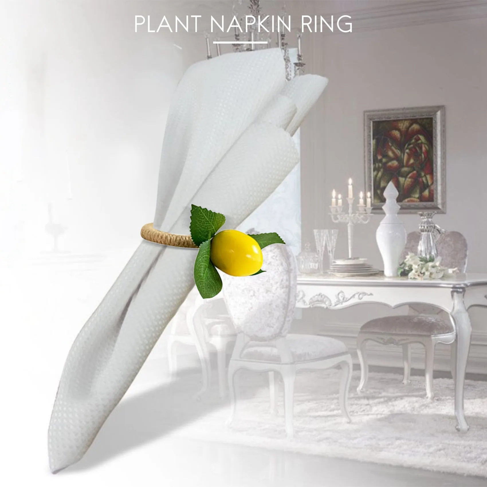 4Pcs Simulation Lemon Plant Napkin Ring Fruit Meal Buckle Hotel Model Room Napkin Ring Napkin Buckle Party Supplies