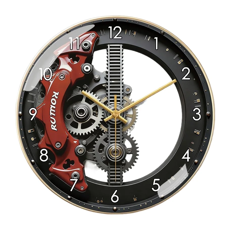 Original 14inch Diameter Industrial Wind Mechanical Wall Clocks, Caliper Gear Silent Living Room Decorative Quartz Clock