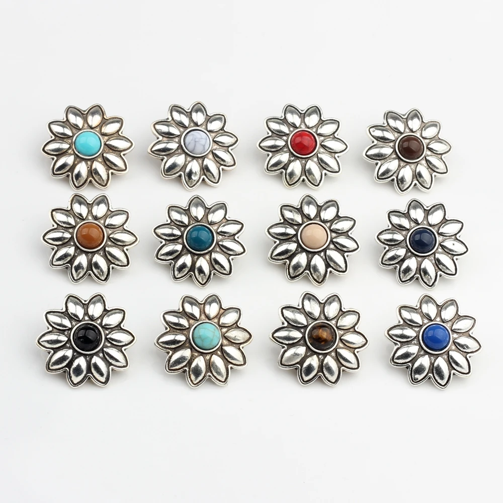 30MM Retro Zinc Alloy Charms Cherry Flowers Concho Button Charms 3pcs/lot For DIY Jewelry Bags Accessories