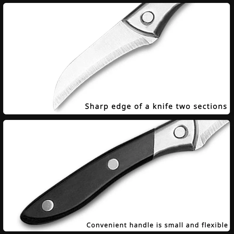 Paring Knife Stainless Steel Fruit Knife Anti-Slip Black Handle Perfect for Househould Fruit Peeler Cutter Slicer Knife