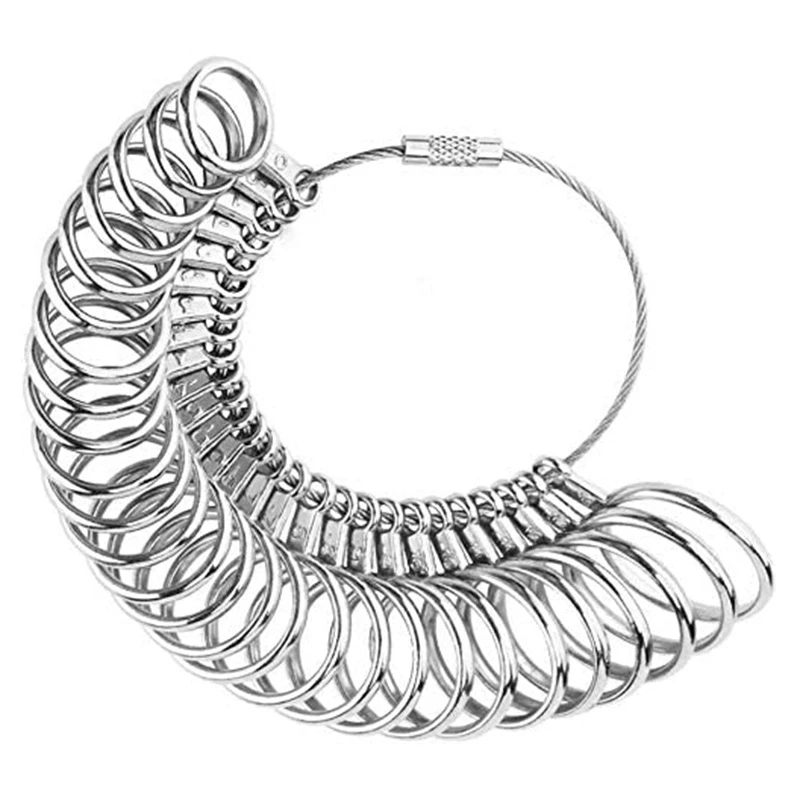 

Ring Size Set Metal Finger Size Gauge Measure Tool Jewelry Sizing Tools Rings Size 0-15 With Half Size 31 Pieces