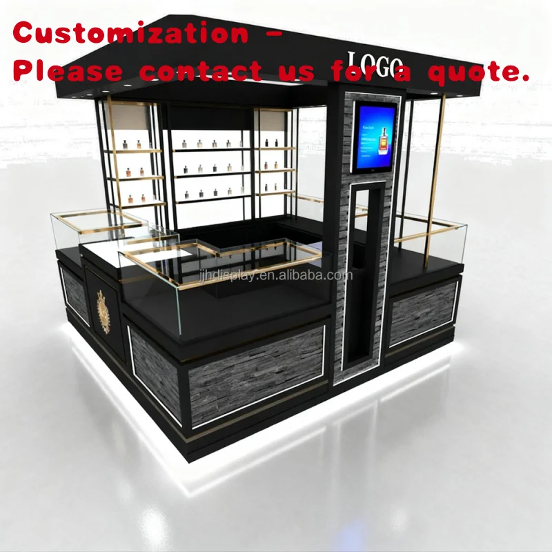 

custom.Cosmetics Display Store Stands Mall Design Glass Perfume showcase Shop Led Light Cabinet Retail Perfume Kiosk Sale Ma