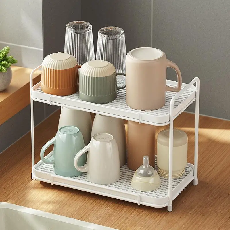 white-cup-holder-rack-japanese-style-drainage-cup-stand-inverted-cup-bracket-storage-rack-tray-desktop-water-cup-organizer
