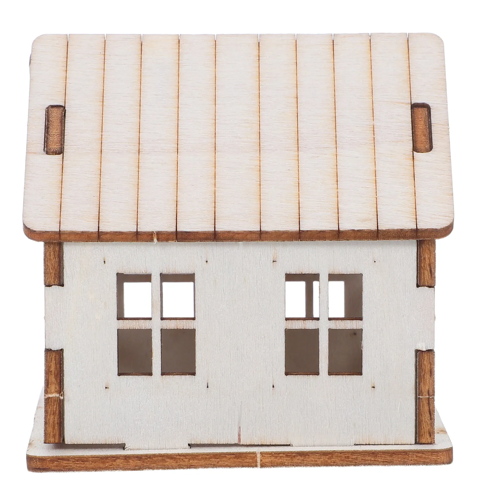 

Wooden House Kit Natural Wood Finish DIY 3D Christmas Cottage Miniature Home for Painting Decoration Office Desk Ornament