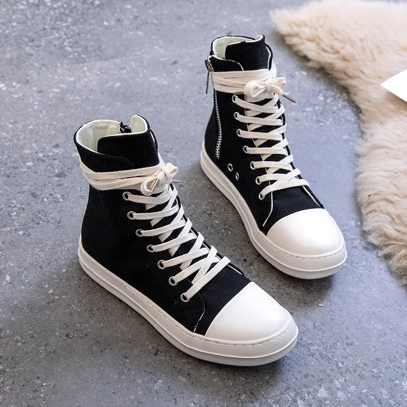 Men\'s Fashion Leather Shoes Women\'s Sneakers Street Men Shoes Canvas Boots 2023 Men\'s Boots High Top Lace Up Leather Boots Male